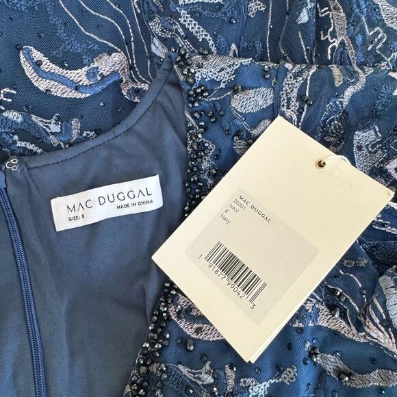 Mac Duggal Women's Embellished Illusion Butterfly Sleeve A-Line Gown size 8 NWT - Picture 5 of 9